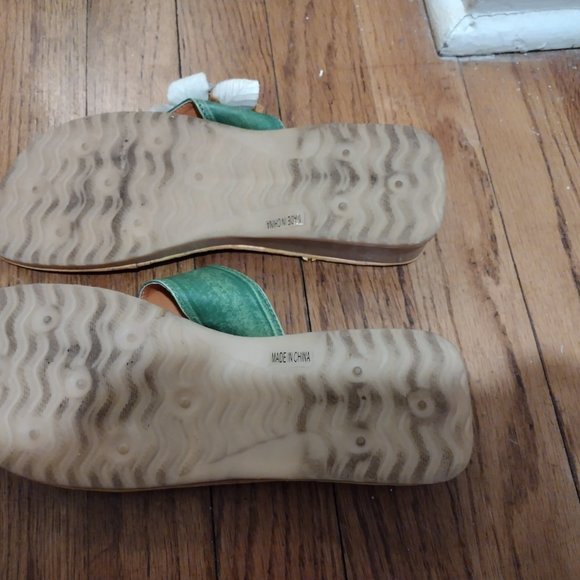 VINTAGE Ragg Flower Wedges Sz 9 - Picture 5 of 6